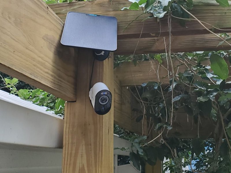 Solar Security Camera in a Garden