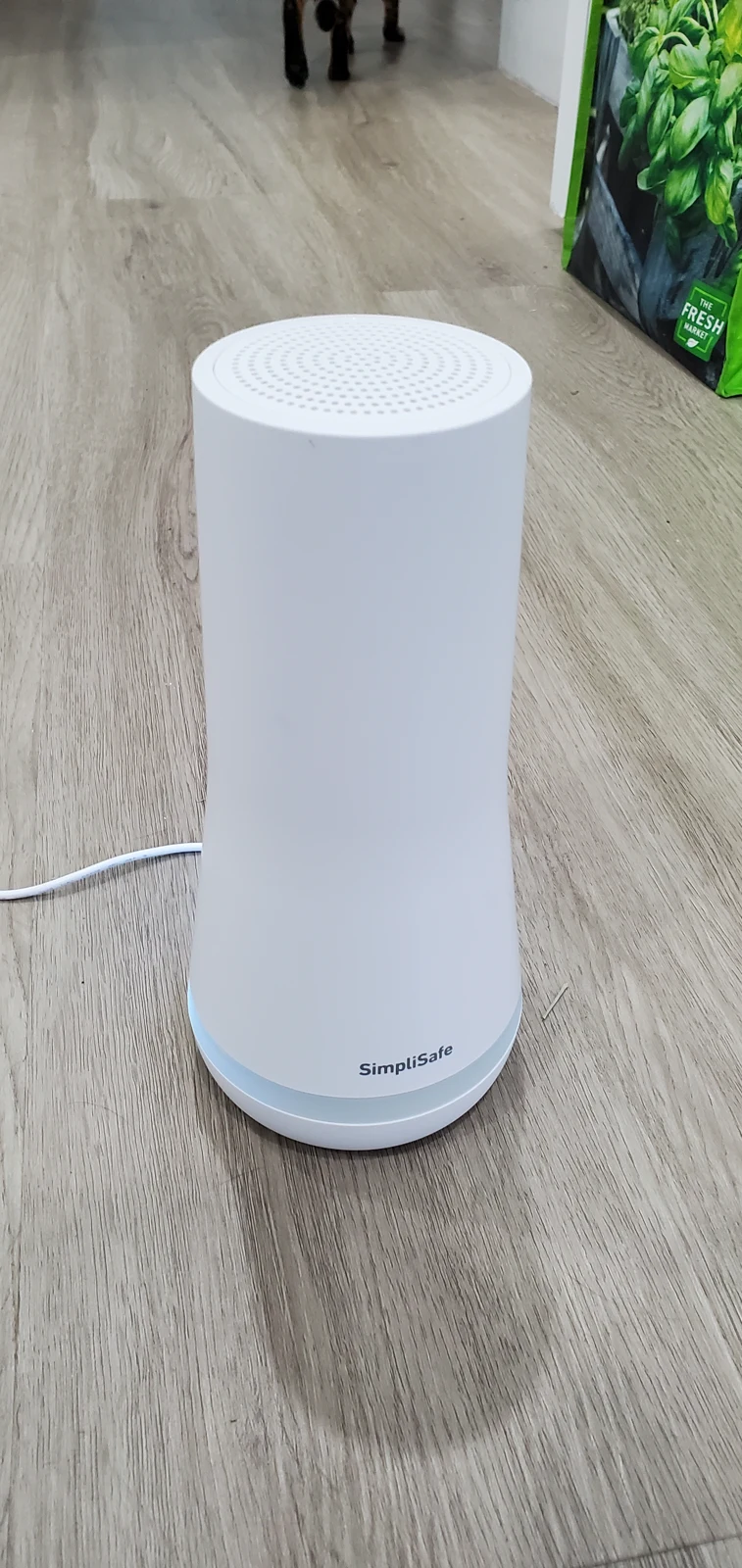 Alarm base station on a tabletop